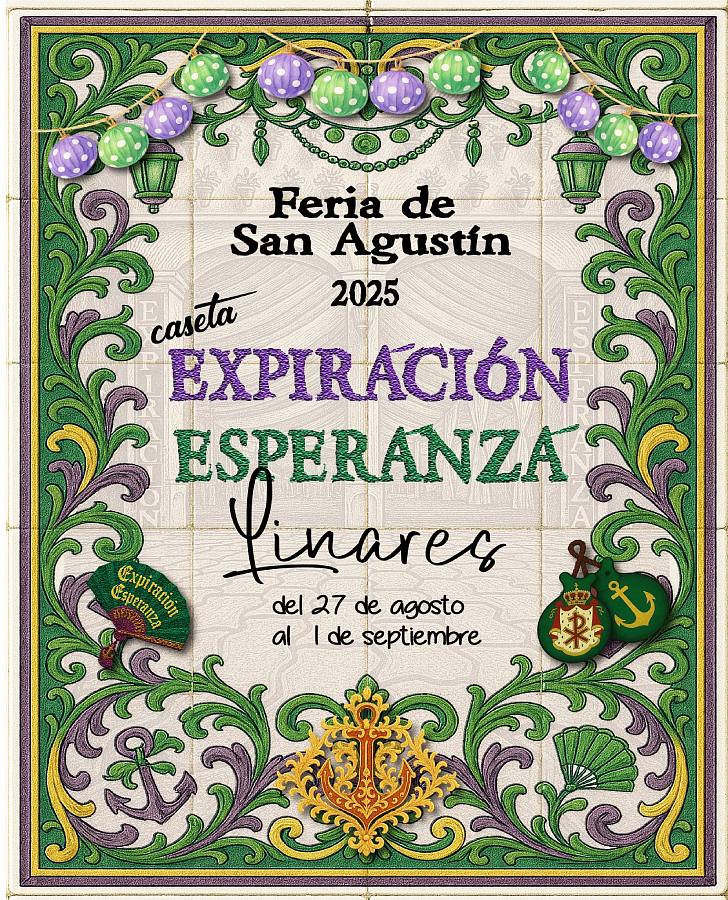 Cartel de la Caseta 'Expiración y Esperanza' para la edición 2025. Presente en la Feria de San Agustín desde 1986.