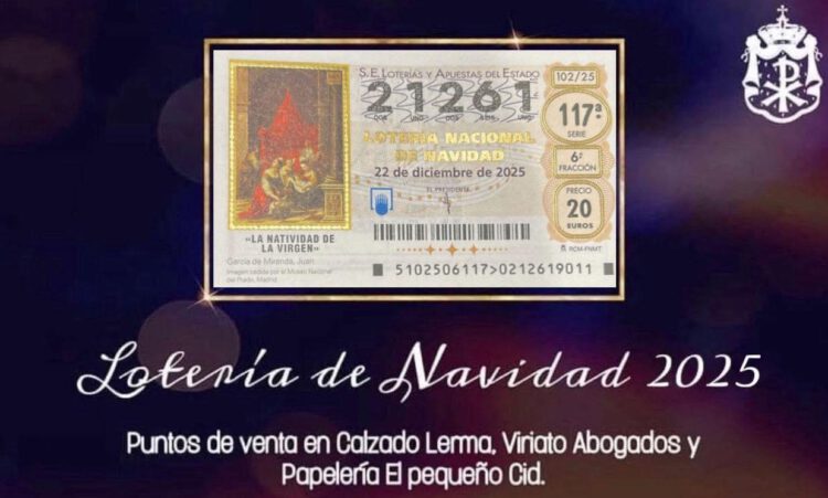 décimo del número 21261 de la lotería de navidad 2025.